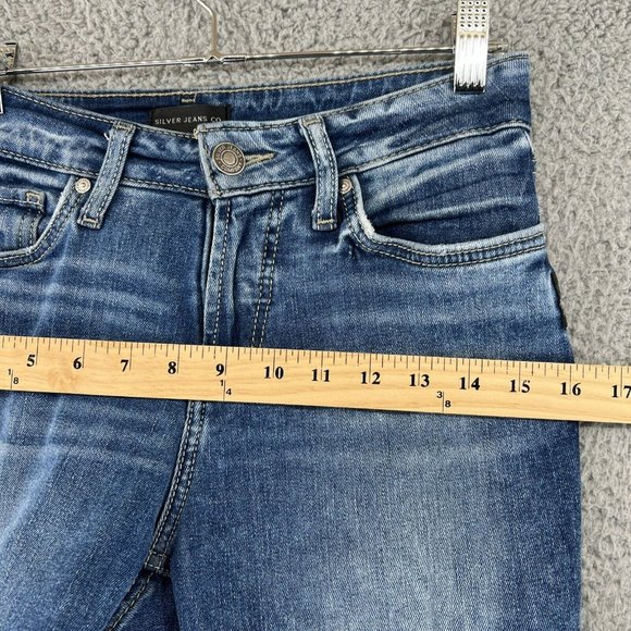 Silver Jeans Suki 28X31 Mid Straight Medium Wash Faded Denim Distressed - Picture 5 of 12